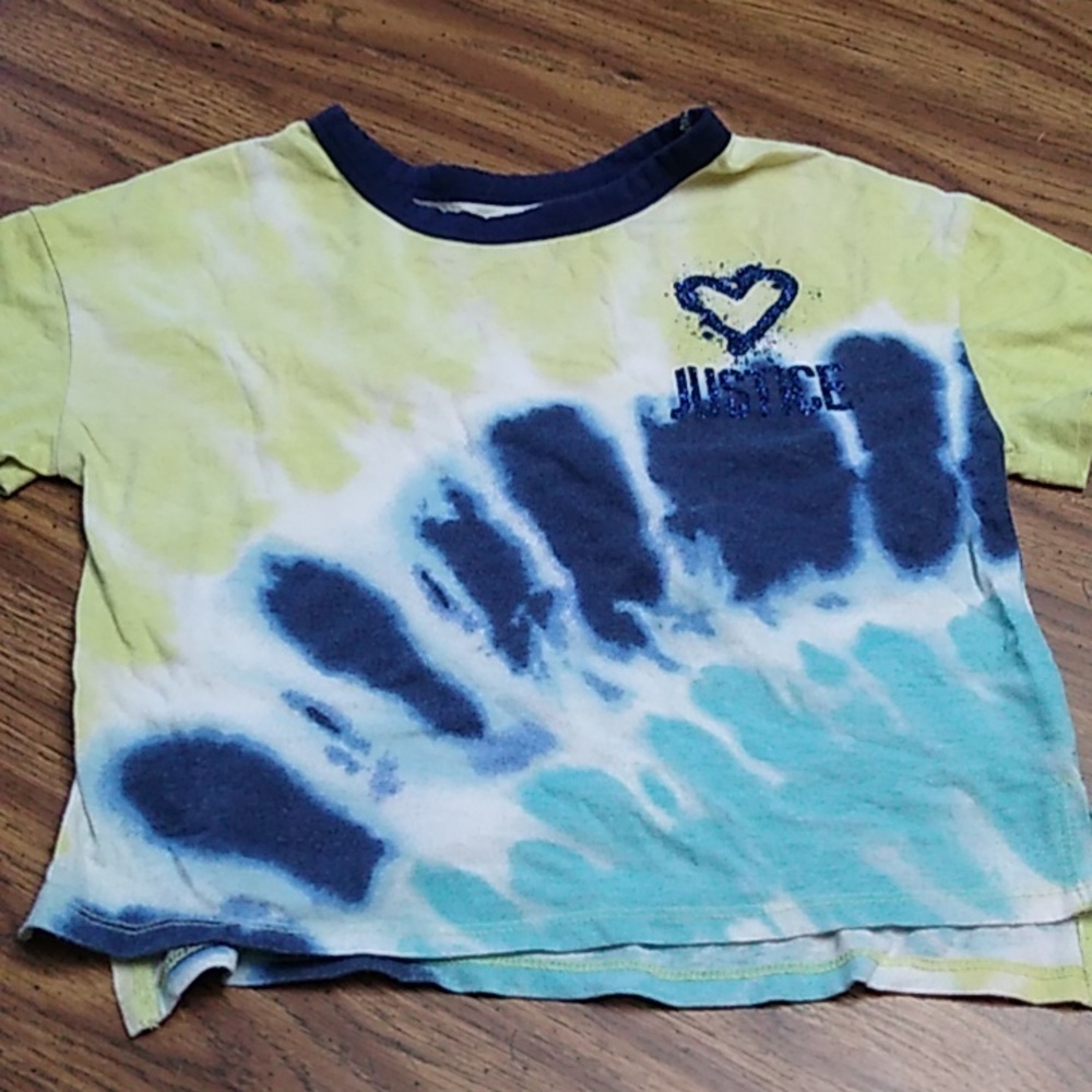 Justice 🩵 Blue & Yellow Tie Dye Top Size Small (7/8)